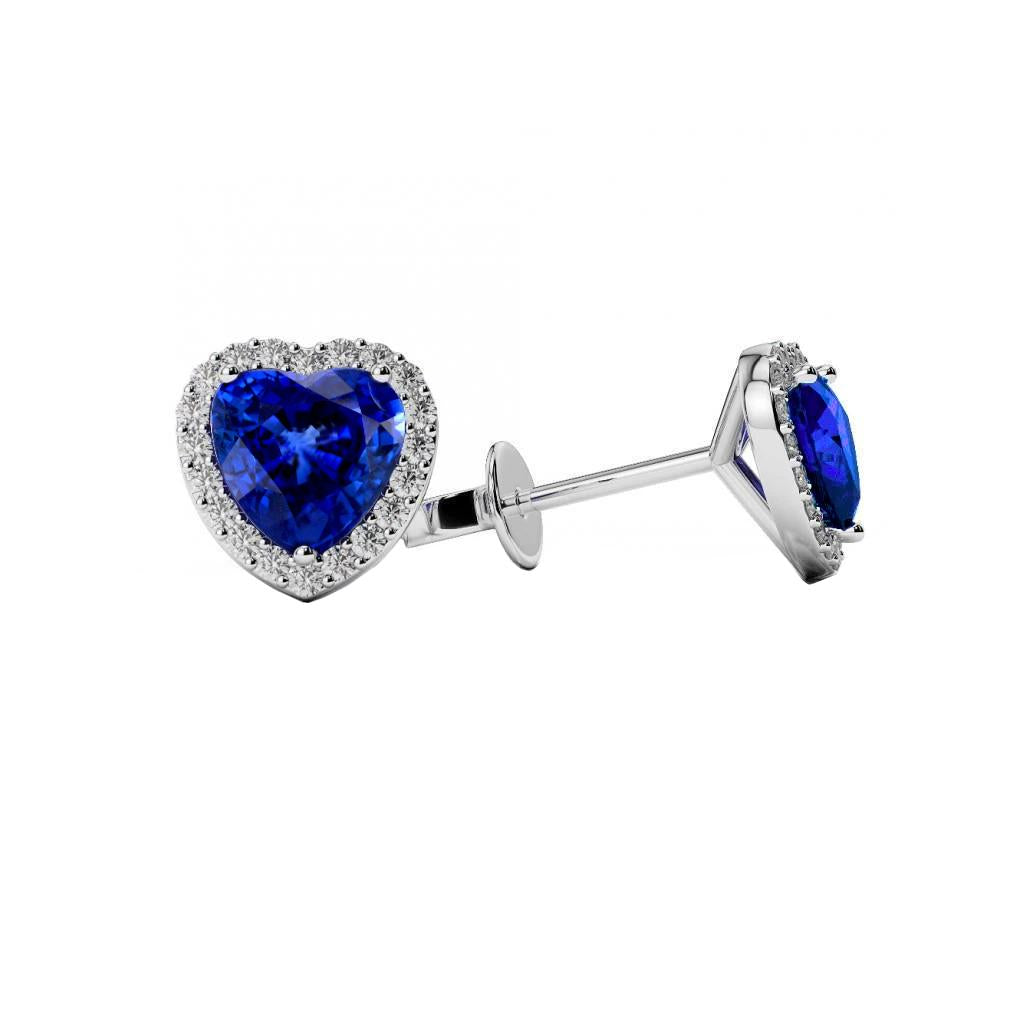 Saphir de Ceylan avec diamants 5.20 Ct Boucles d'oreilles serties de griffes Halo - HarryChadEnt.FR