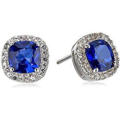 Saphir de Ceylan taille coussin Halo avec diamants. clous de 4.44 carats