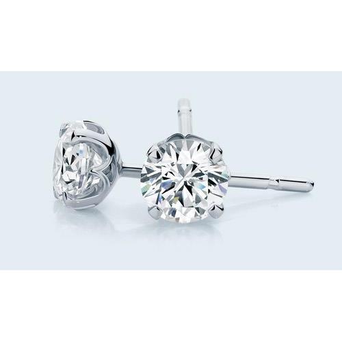 Boucle d'oreille solitaire diamants ronds sertie griffes de 1.80 ct or blanc - HarryChadEnt.FR