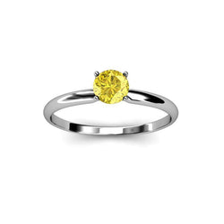 Solitaire 2 Ct Yellow Sapphire Ring White Gold 14K