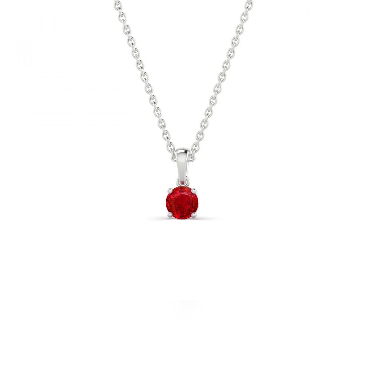 Solitaire 3 Ct. Collier Pendentif Rubis Rouge Dieu Blanc 14K - HarryChadEnt.FR