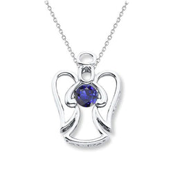 Solitaire Ange Pendentif Saphir Ceylan Rond Avec Chaîne 1 quilates