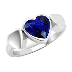 Solitaire Bezel Set Coeur Ceylan Saphir Bague Anniversaire 2 Carats
