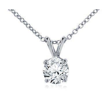 Solitaire Superbe Collier Pendentif Diamant Rond 2 Carats Or Blanc - HarryChadEnt.FR