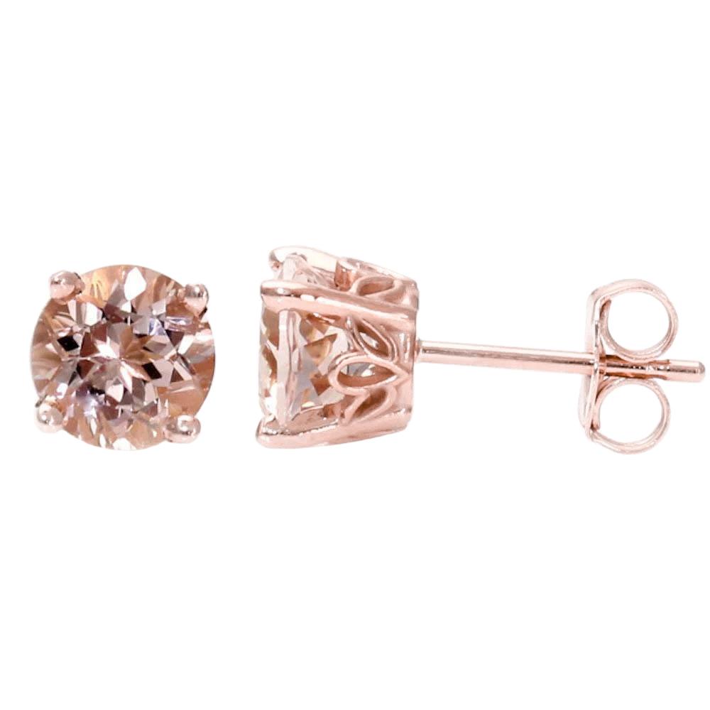 Solitaire Morganite 13 Carats Boucles D'Oreilles Femme Or Rose 14K - HarryChadEnt.FR