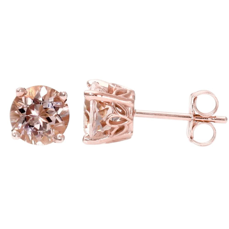 Solitaire Morganite 13 Carats Boucles D'Oreilles Femme Or Rose 14K - HarryChadEnt.FR