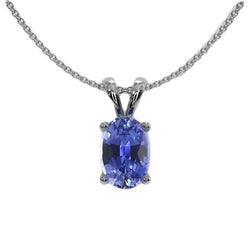 Solitaire Pendentif Ovale Pierre Gemme Femme Bijoux 2 Carats Or Blanc 14K