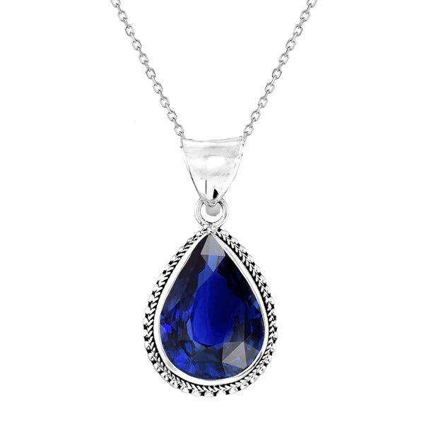 Solitaire Poire Saphir de Ceylan & Pendentif Diamant Style Vintage 2 quilates