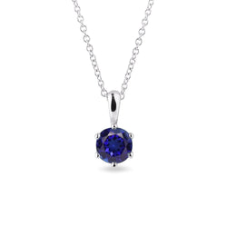 Solitaire Rond Saphir Bleu Pendentif Diapositive 6 Prong Set 1.50 quilates