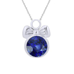 Solitaire Rond Saphir de Ceylan Style Pendentif Lunette 2 quilates