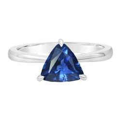 Solitaire Trillion Saphir Bleu Profond 1.50 Carats Ensemble De Bijoux