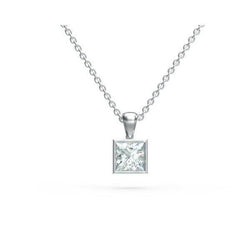 Solitaire princesse taille diamant collier pendentif 1 carat lunette sertie