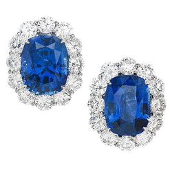 Sri Lanka Saphir Diamants 6.40 Ct Boucles D'Oreilles Femme Or Blanc