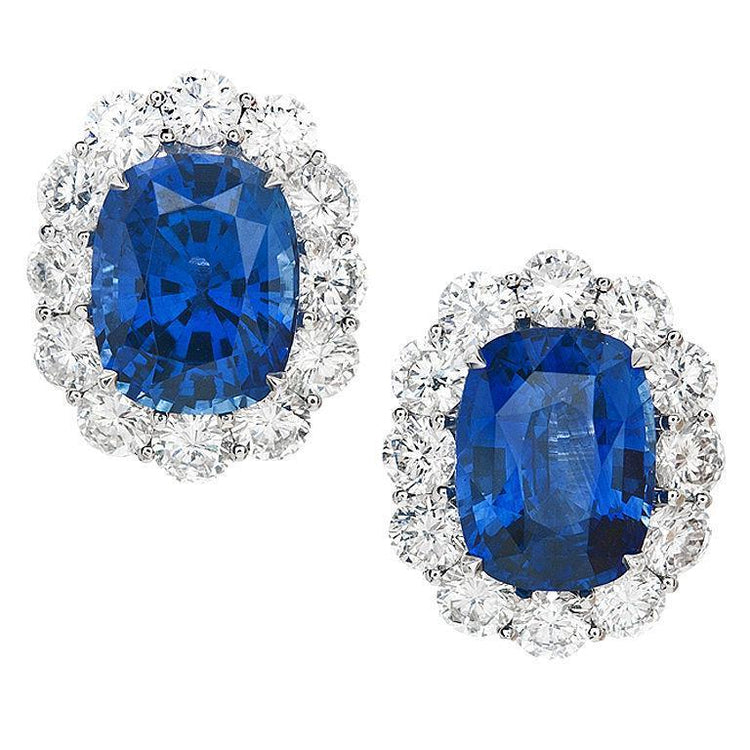 Sri Lanka Saphir Diamants 6.40 Ct Boucles D'Oreilles Femme Or Blanc - HarryChadEnt.FR