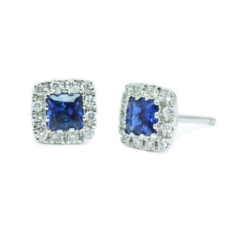 Sri Lanka Saphir Halo Diamant Stud Boucle D'Oreille Bijoux 2.60 Ct - HarryChadEnt.FR