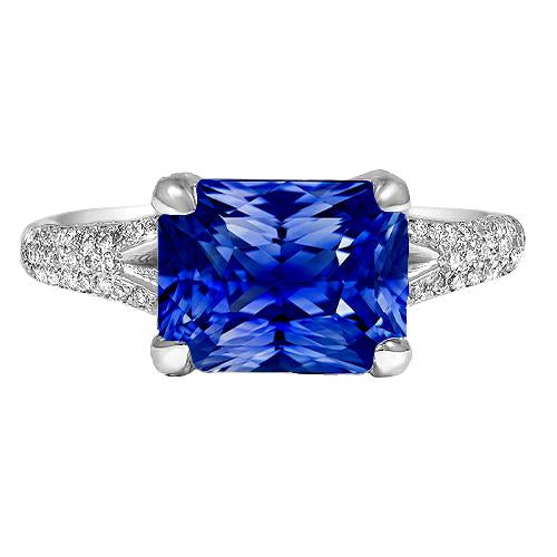 Srilanka Sapphire Gemstone Jewelry Radiant Split Shank Ring 4 Carats - HarryChadEnt.FR