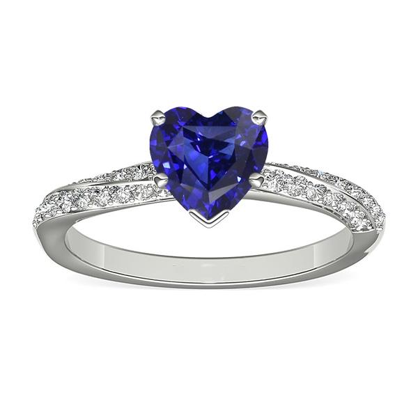 Srilanka Sapphire Gemstone Ring Heart Cut 2.50 Carats Diamond Jewelry - HarryChadEnt.FR