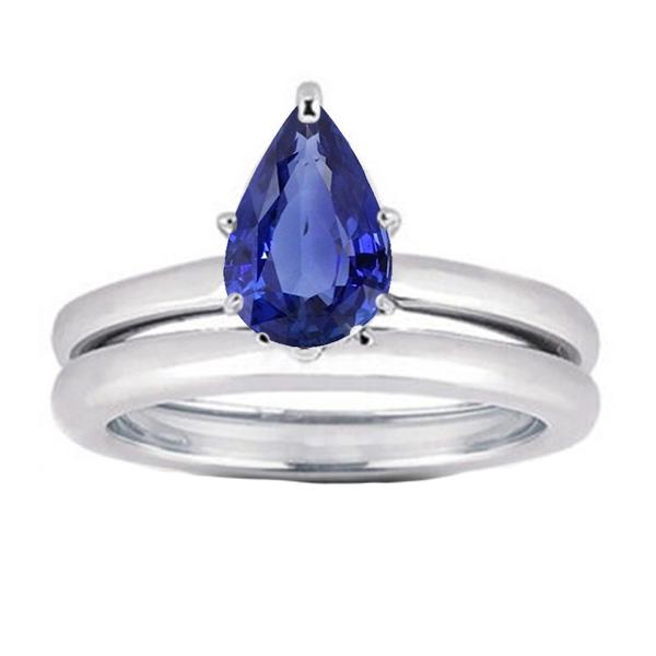 Srilanka Sapphire Solitaire Poire Alliance Set 2 Carats - HarryChadEnt.FR