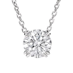 Superbe Pendentif Diapositive Solitaire Diamant Taille Ronde Or Blanc 3 Carats