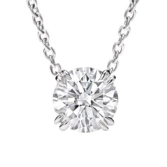 Superbe Pendentif Diapositive Solitaire Diamant Taille Ronde Or Blanc 3 Carats - HarryChadEnt.FR