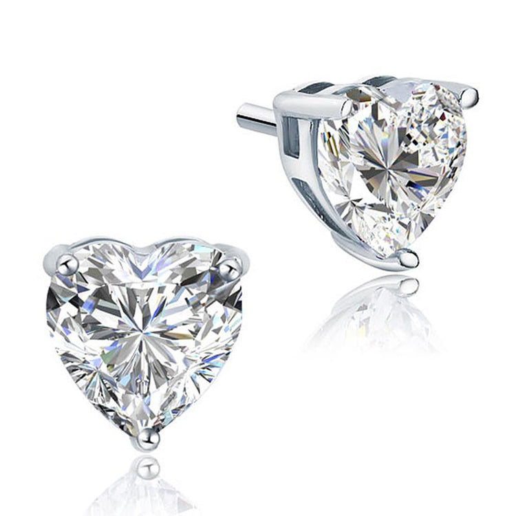 Superbe boucle d'oreille femme diamant taille coeur 2 carats or blanc 14K - HarryChadEnt.FR