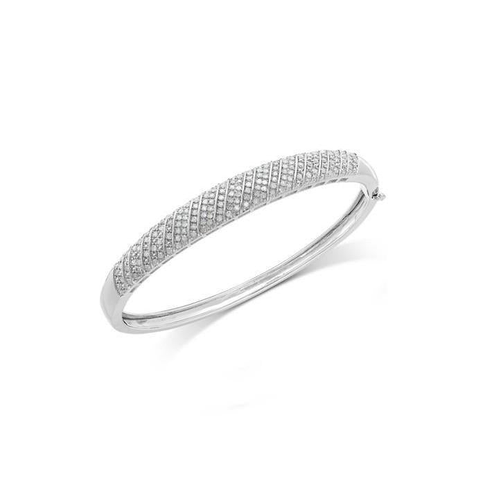 Superbe bracelet jonc à diamants ronds en or blanc de 4.50 ct - HarryChadEnt.FR