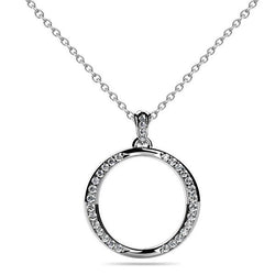 Superbe collier pendentif circulaire avec diamants ronds de 4 cts en or blanc