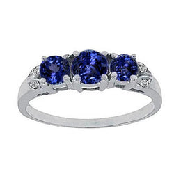 Tanzanite AAA Diamant Rond 2.75 Carat Bague Pierres Précieuses Bijoux