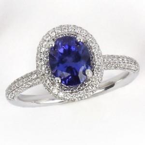 Tanzanite Bleue Avec Diamants 10.75 Ct Alliance Or Blanc 14K - HarryChadEnt.FR