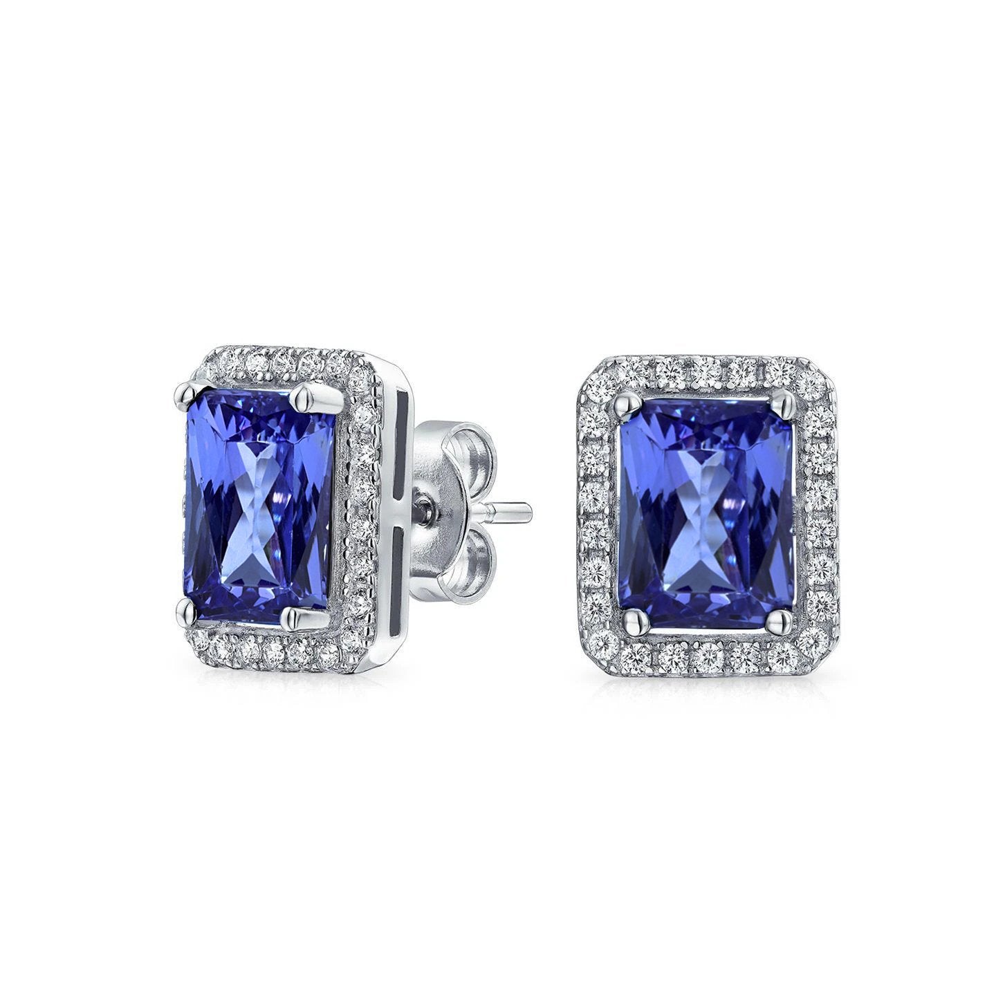 Tanzanite & Diamants 4.02 Carats Boucles D'oreilles Pavées Or Blanc 14K - HarryChadEnt.FR