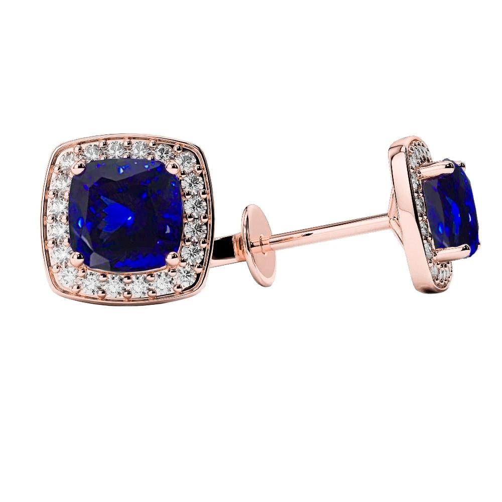 Tanzanite taille coussin avec diamants 4.40 carats Boucles d'oreilles 14K - HarryChadEnt.FR