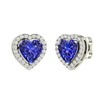 Tanzanite en forme de cœur avec diamants 5 ct. Boucles d'oreilles clous en or 14 carats - HarryChadEnt.FR