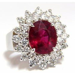 Tourmaline Rouge Et Diamants 6.5 Ct Bague De Fiançailles Or 14K
