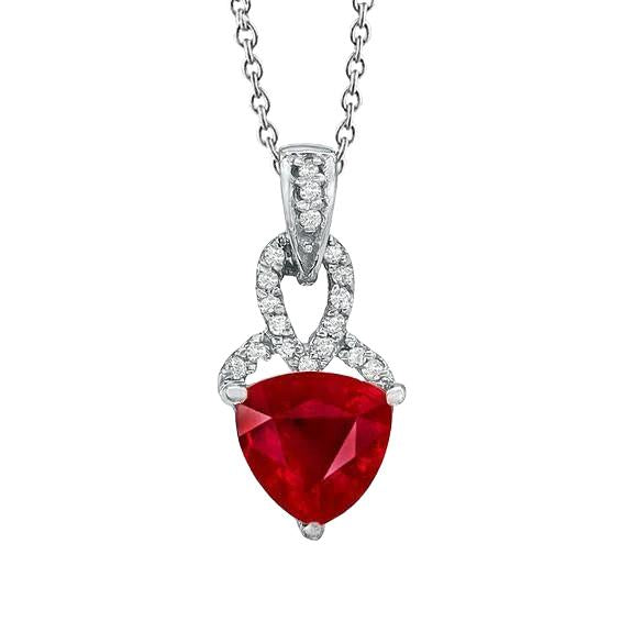 Trillion Red Ruby Gemstone Pendentif 3.50 Carats Or Blanc 14K - HarryChadEnt.FR
