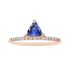 Trillion de pierres précieuses bague sertie de griffes saphir bleu 1.50 carats de diamants