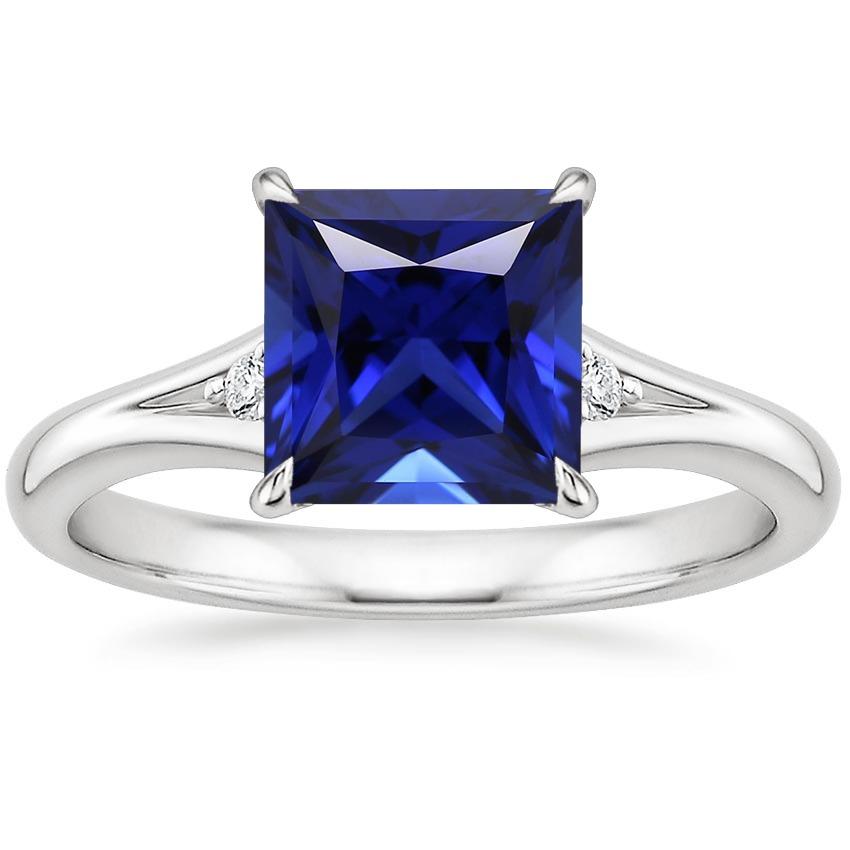 Trois pierres saphir bleu et diamant 5.25 carat princesse - HarryChadEnt.FR