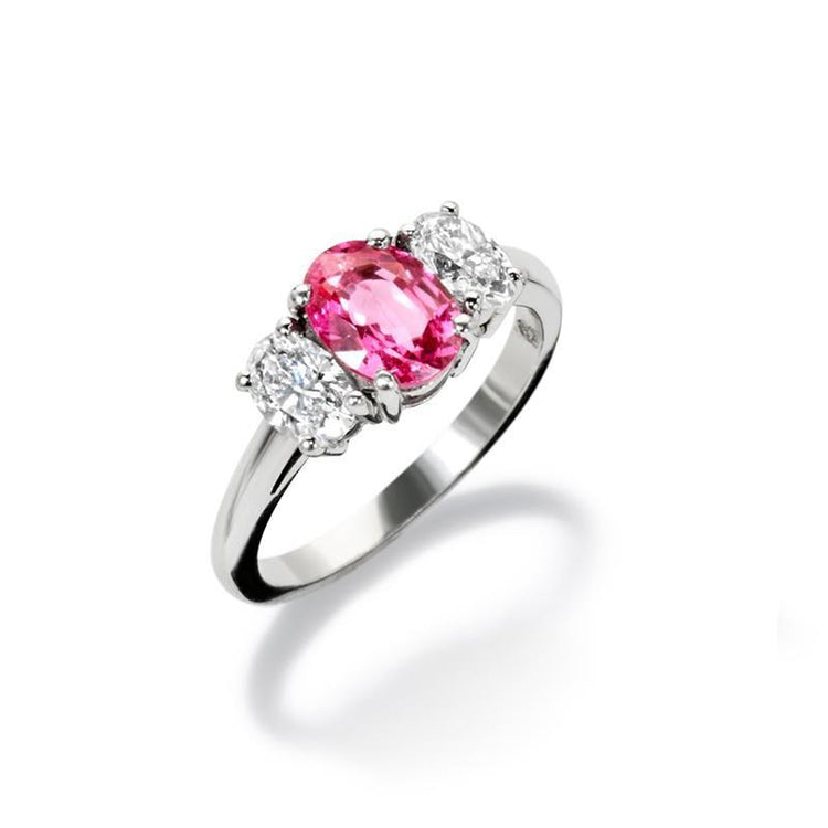 Oval Cut Pink Sapphire And Diamonds 4 Ct Ring White Gold 14K - HarryChadEnt.FR